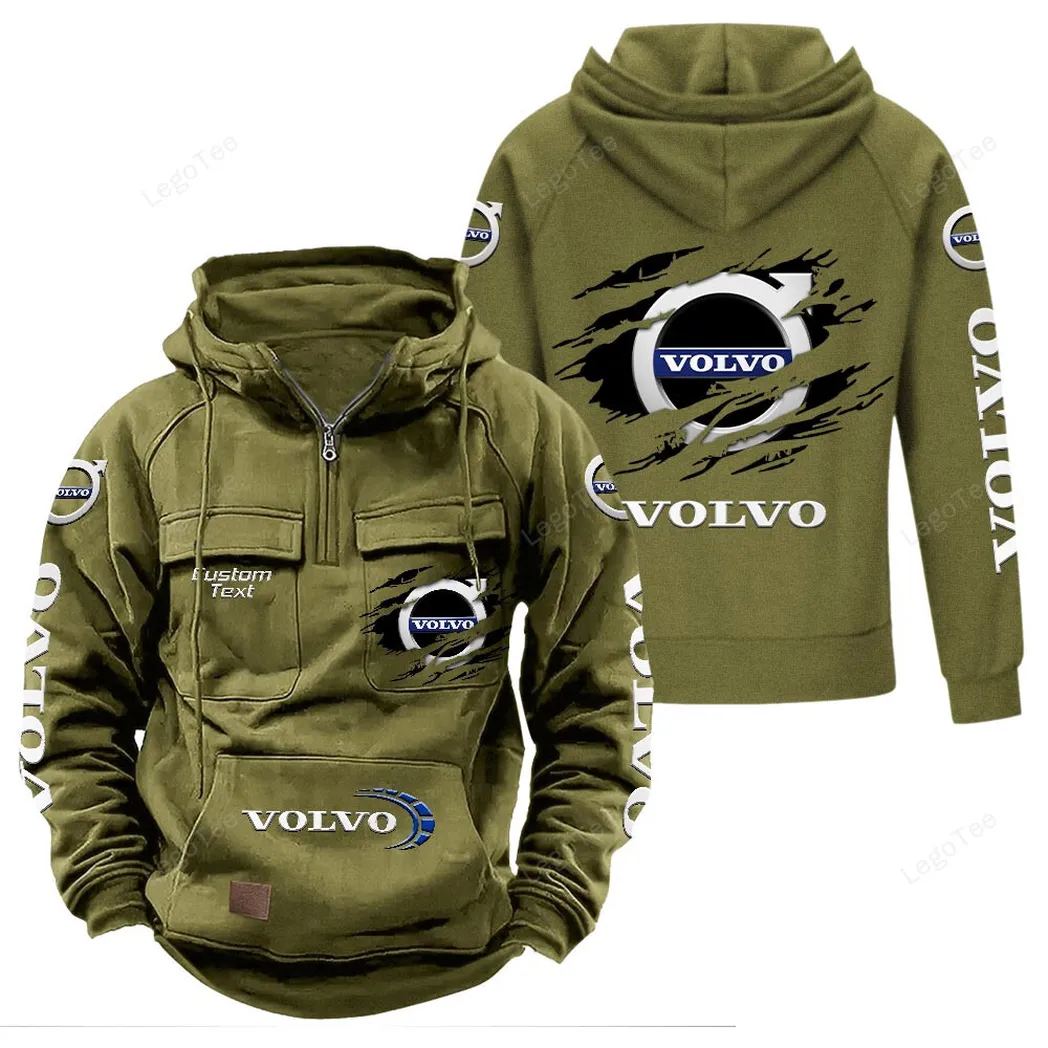 Volvo Tactical Quarter Zip Hoodie, Gift For Volvo Lovers, Gift For Him, Husband, Boyfriend - Army Green CAR122021425006-1
