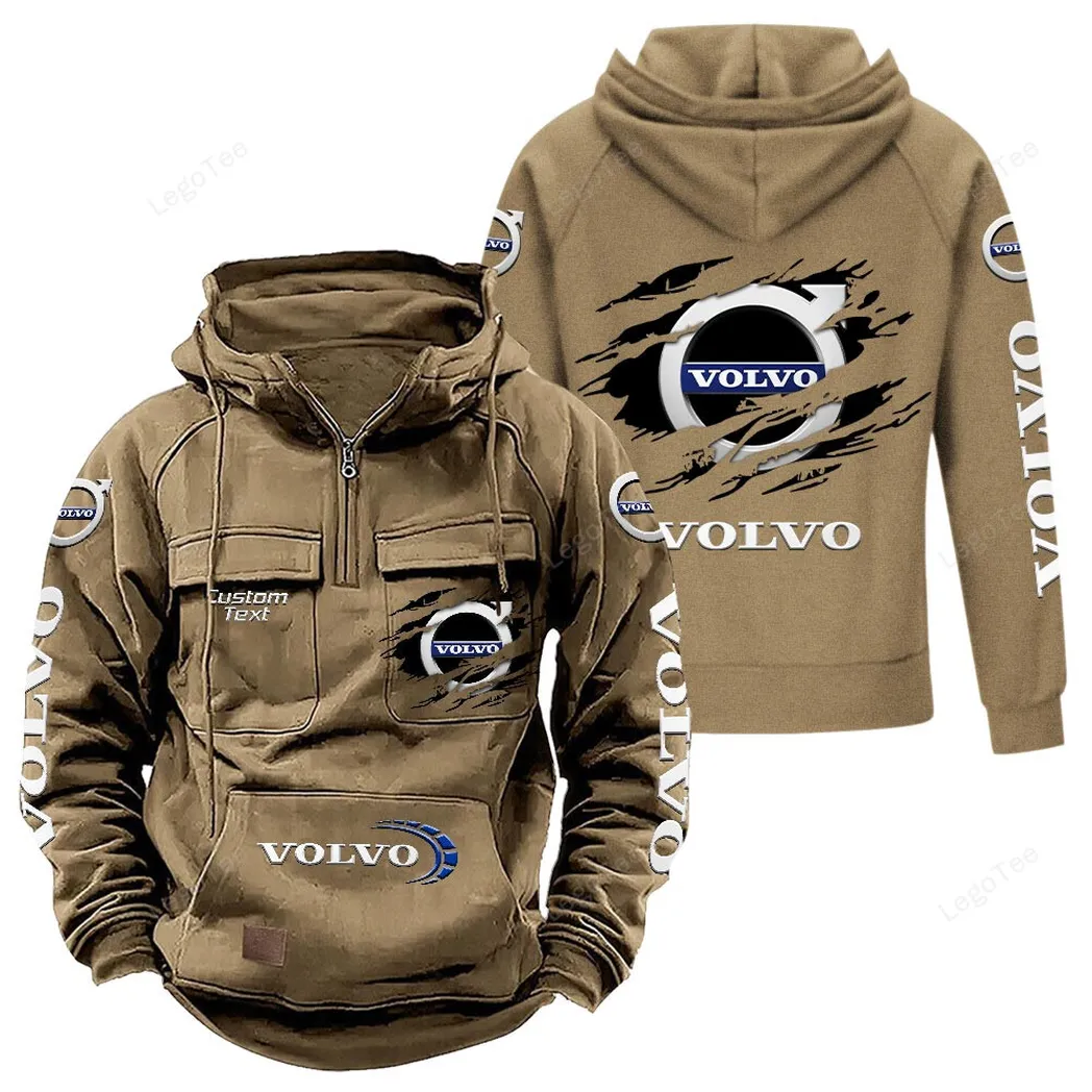 Volvo Tactical Quarter Zip Hoodie, Gift For Volvo Lovers, Gift For Him, Husband, Boyfriend - Khaki CAR122021425006-4