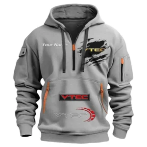 VTEC Honda Half Zip Hoodie CAR113021425820, Best Gift for Him, Husband, Boyfriend - Gray