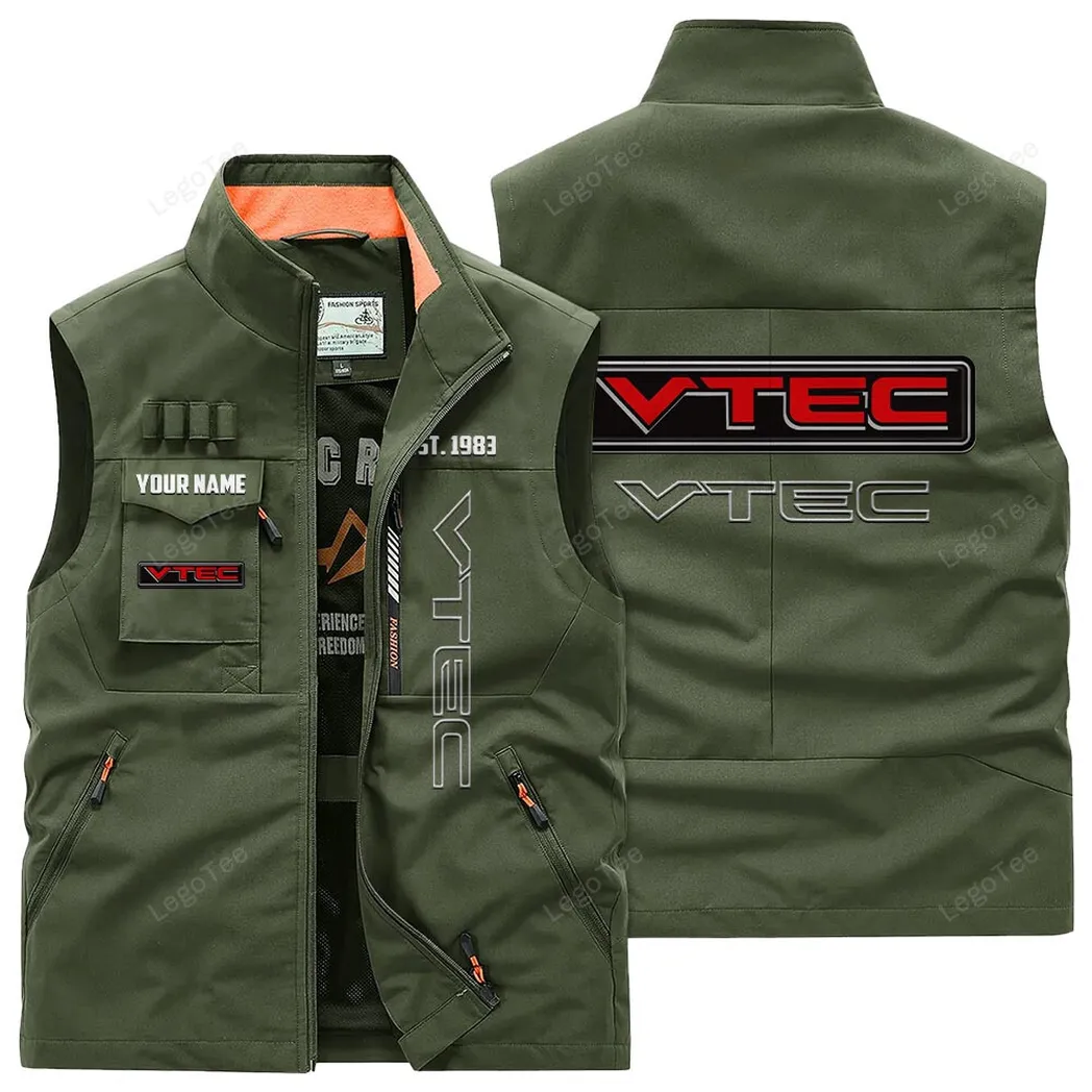 VTEC Honda Outdoor Sleeveless Vest, Gift For VTEC Honda Lovers, Gift For Him, Husband, Boyfriend - Army Green CAR132021325966-1