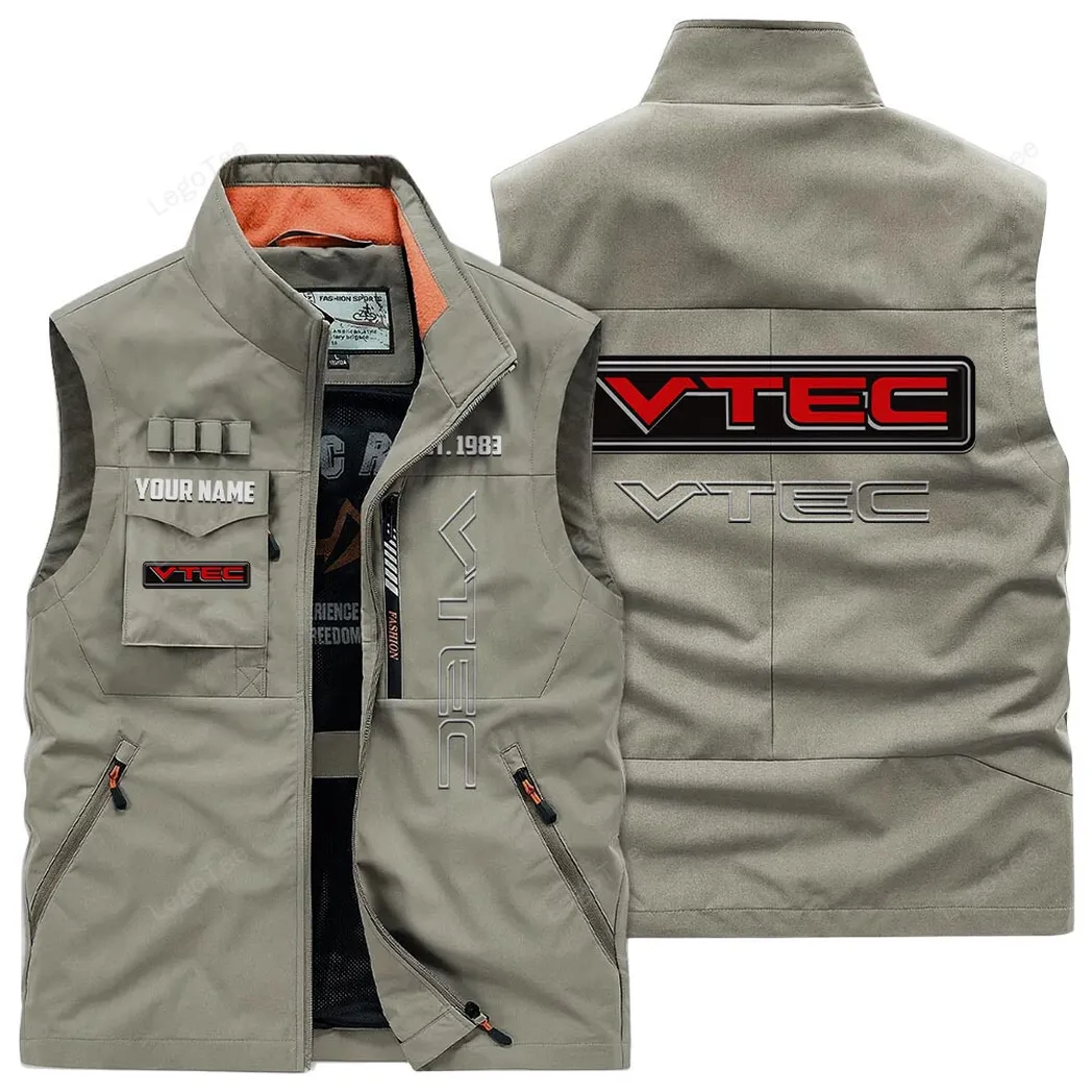 VTEC Honda Outdoor Sleeveless Vest, Gift For VTEC Honda Lovers, Gift For Him, Husband, Boyfriend - Khaki CAR132021325966-4