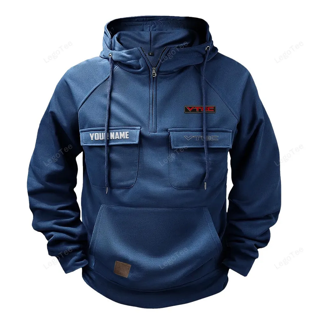 VTEC Honda Tactical Quarter Zip Hoodie, Gift For VTEC Honda Lovers, Gift For Him, Husband, Boyfriend - Dark Blue CAR109021425381-3