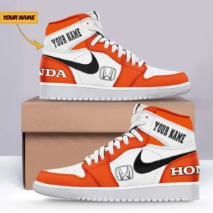 Honda Air Jordan 1 High Sneakers, Nike Sneaker For Honda Lovers CAR317032425675 - Orange