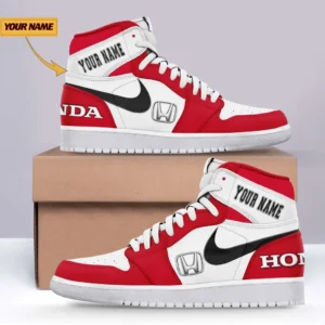Honda Air Jordan 1 High Sneakers, Nike Sneaker For Honda Lovers CAR317032425675 - Red