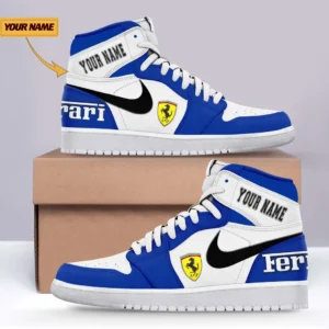 Ferrari Air Jordan 1 High Sneakers, Nike Sneaker For Ferrari Lovers CAR317032425676 - Blue