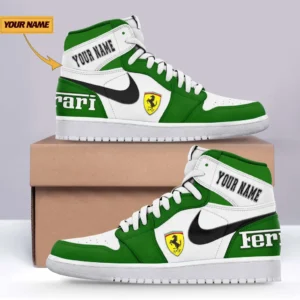 Ferrari Air Jordan 1 High Sneakers, Nike Sneaker For Ferrari Lovers CAR317032425676 - Green