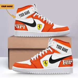 Ferrari Air Jordan 1 High Sneakers, Nike Sneaker For Ferrari Lovers CAR317032425676 - Orange