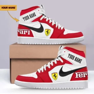 Ferrari Air Jordan 1 High Sneakers, Nike Sneaker For Ferrari Lovers CAR317032425676 - Red