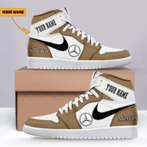 Mercedes Benz Air Jordan 1 High Sneakers, Nike Sneaker For Mercedes Benz Lovers CAR317032425680 - Brown
