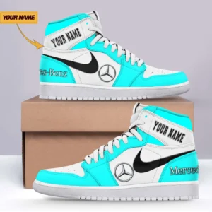 Mercedes Benz Air Jordan 1 High Sneakers, Nike Sneaker For Mercedes Benz Lovers CAR317032425680 - Cyan