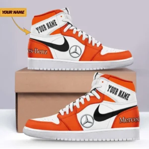 Mercedes Benz Air Jordan 1 High Sneakers, Nike Sneaker For Mercedes Benz Lovers CAR317032425680 - Orange