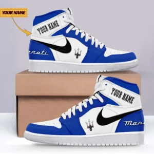 Maserati Air Jordan 1 High Sneakers, Nike Sneaker For Maserati Lovers CAR317032425681 - Blue