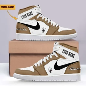Maserati Air Jordan 1 High Sneakers, Nike Sneaker For Maserati Lovers CAR317032425681 - Brown