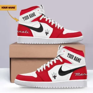 Maserati Air Jordan 1 High Sneakers, Nike Sneaker For Maserati Lovers CAR317032425681 - Red