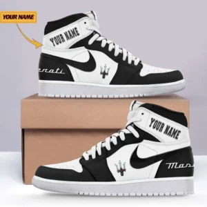 Maserati Air Jordan 1 High Sneakers, Nike Sneaker For Maserati Lovers CAR317032425681 - White