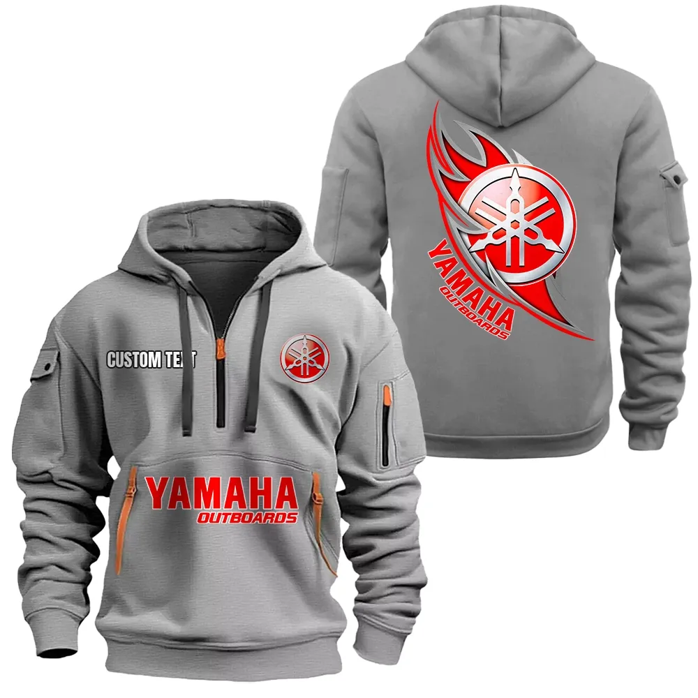 Yamaha Outboards Hoodie Half Zipper CAR1701112214, CAR All Over Print Hoodie Half Zipper - Gray