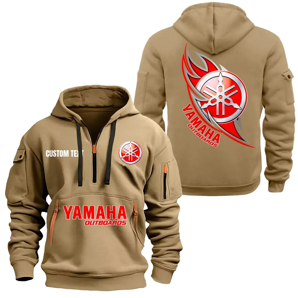Yamaha Outboards Hoodie Half Zipper CAR1701112214, CAR All Over Print Hoodie Half Zipper - Khaki