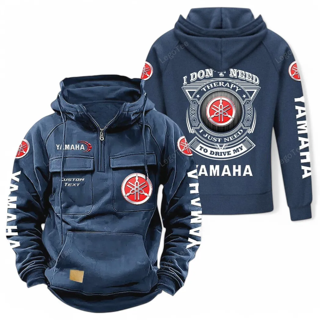 Yamaha Tactical Quarter Zip Hoodie CAR106021525021, Gifts For Men, Him, Husband, Boyfriend - Dark Blue