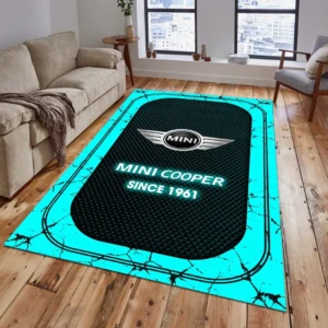 Mini Cooper Rug, Gift For Mini Cooper Lovers, Gift For Him, Husband, Boyfriend CAR15203142556 - Cyan
