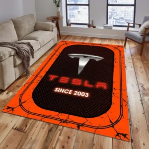 Tesla Rug, Gift For Tesla Lovers, Gift For Him, Husband, Boyfriend CAR15203142576 - Orange