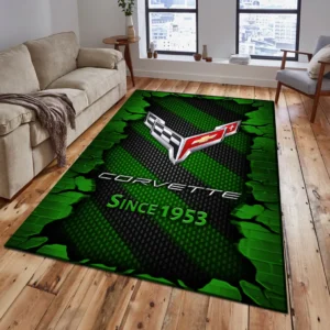 Chevrolet Corvette Rug, Gift For Chevrolet Corvette Lovers, Gift For Him, Husband, Boyfriend CAR18403172518 - Green