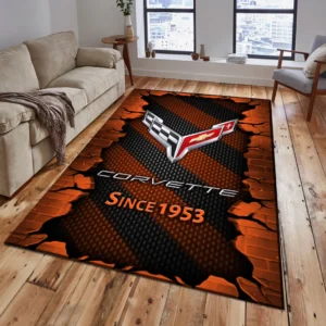 Chevrolet Corvette Rug, Gift For Chevrolet Corvette Lovers, Gift For Him, Husband, Boyfriend CAR18403172518 - Orange