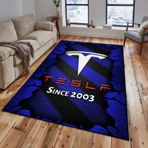 Tesla Rug, Gift For Tesla Lovers, Gift For Him, Husband, Boyfriend CAR18403172586 - Blue