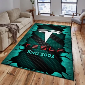 Tesla Rug, Gift For Tesla Lovers, Gift For Him, Husband, Boyfriend CAR18403172586 - Cyan