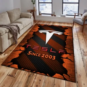 Tesla Rug, Gift For Tesla Lovers, Gift For Him, Husband, Boyfriend CAR18403172586 - Orange
