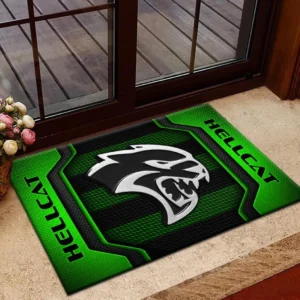 Dodge Challenger Hellcat Doormat, All Over Print Doormat Dodge Challenger Hellcat CAR1970319026 - Green