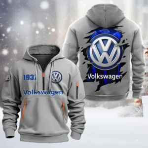 Volkswagen Half Zip Hoodie, All Over Print Half Zip Hoodies For Men CAR198032725 - Gray