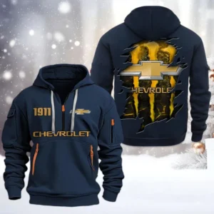 Chevrolet Half Zip Hoodie, All Over Print Half Zip Hoodies For Men CAR198032727 - Navy