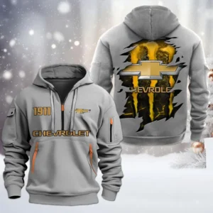 Chevrolet Half Zip Hoodie, All Over Print Half Zip Hoodies For Men CAR198032727 - Gray
