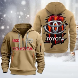 Toyota Half Zip Hoodie, All Over Print Half Zip Hoodies For Men CAR198032729 - Khaki