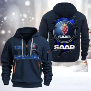 Saab Half Zip Hoodie, All Over Print Half Zip Hoodies For Men CAR198032734 - Navy