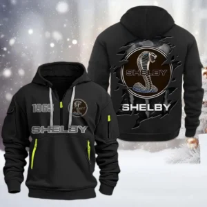 Shelby Half Zip Hoodie, All Over Print Half Zip Hoodies For Men CAR198032735 - Black