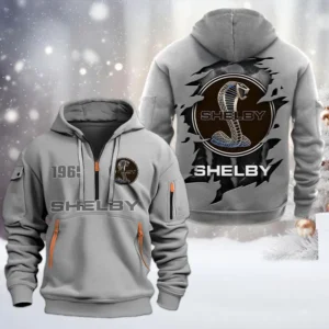 Shelby Half Zip Hoodie, All Over Print Half Zip Hoodies For Men CAR198032735 - Gray