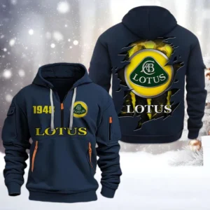 Lotus Half Zip Hoodie, All Over Print Half Zip Hoodies For Men CAR198032736 - Navy