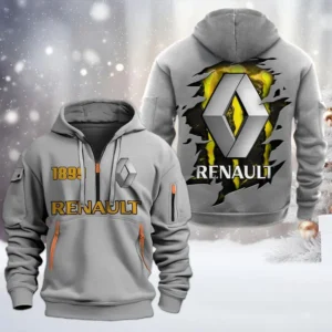 Renault Half Zip Hoodie, All Over Print Half Zip Hoodies For Men CAR198032737 - Gray