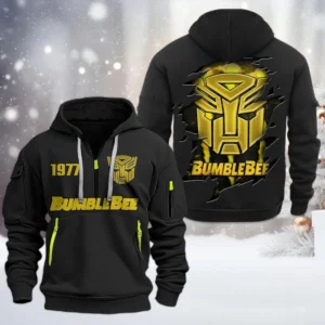 Bumblebee Half Zip Hoodie, All Over Print Half Zip Hoodies For Men CAR198032738 - Black