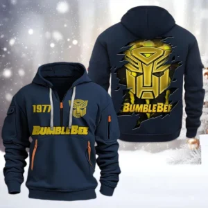 Bumblebee Half Zip Hoodie, All Over Print Half Zip Hoodies For Men CAR198032738 - Navy
