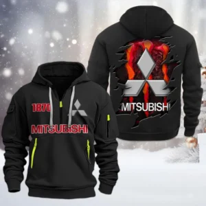 Mitsubishi Half Zip Hoodie, All Over Print Half Zip Hoodies For Men CAR198032739 - Black