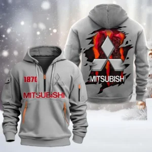Mitsubishi Half Zip Hoodie, All Over Print Half Zip Hoodies For Men CAR198032739 - Gray