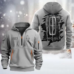 Lincoln Half Zip Hoodie, All Over Print Half Zip Hoodies For Men CAR198032741 - Gray