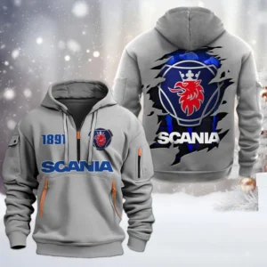 Scania Half Zip Hoodie, All Over Print Half Zip Hoodies For Men CAR198032743 - Gray