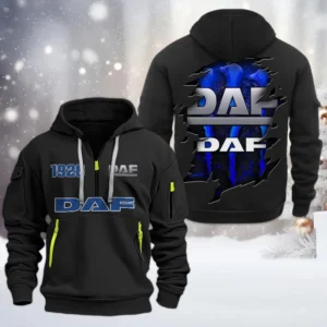 DAF Half Zip Hoodie, All Over Print Half Zip Hoodies For Men CAR198032744 - Black