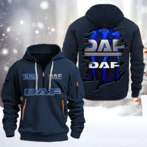 DAF Half Zip Hoodie, All Over Print Half Zip Hoodies For Men CAR198032744 - Navy