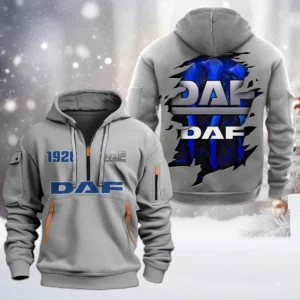 DAF Half Zip Hoodie, All Over Print Half Zip Hoodies For Men CAR198032744 - Gray