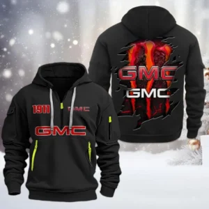 GMC Half Zip Hoodie, All Over Print Half Zip Hoodies For Men CAR198032745 - Black