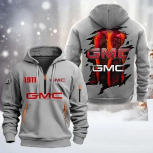 GMC Half Zip Hoodie, All Over Print Half Zip Hoodies For Men CAR198032745 - Gray